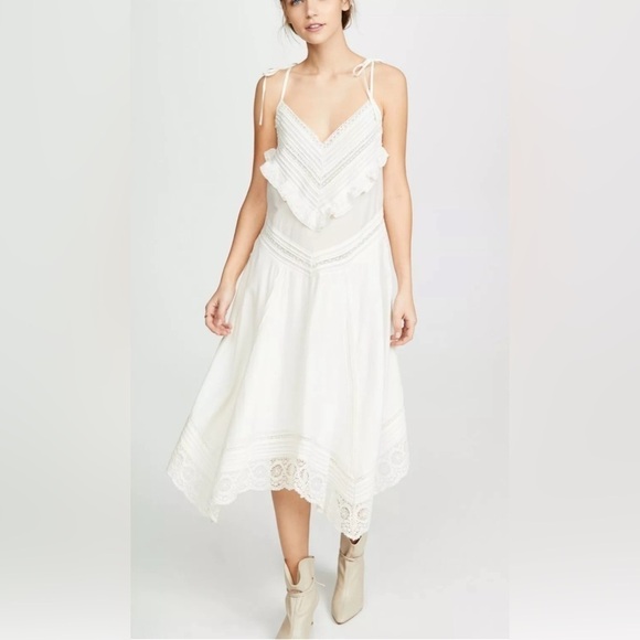 Zadig & Voltaire Rilli Ruffle Lace Dress, Vanille (Ivory Cream) Size S $398 - Picture 10 of 12